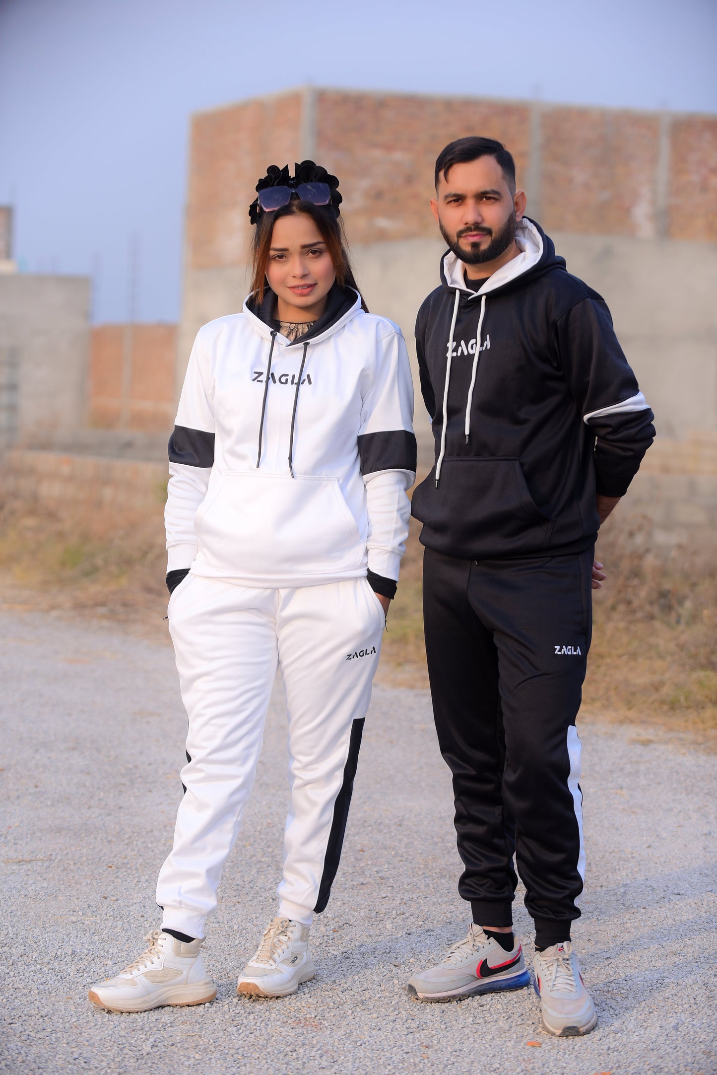 Zagla Black & White Tracksuit Huddie Style (Pack of 02)