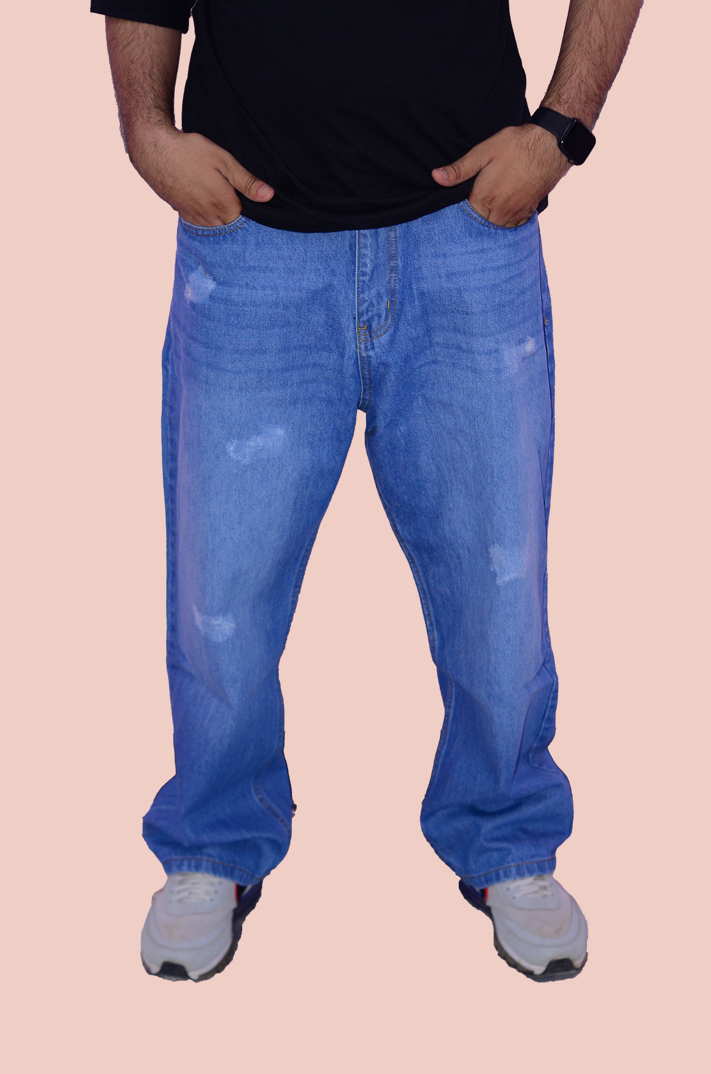 Loose Fit ZAGLA Rough Pattern Baggy Jeans – Classic Blue