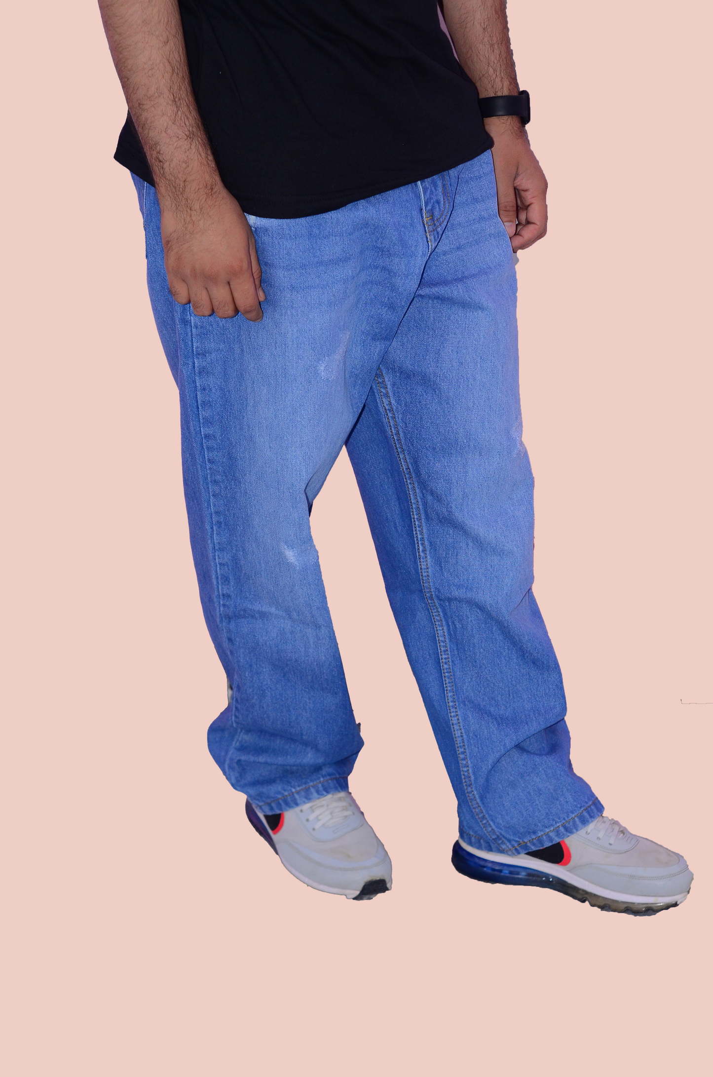 Loose Fit ZAGLA Rough Pattern Baggy Jeans – Classic Blue