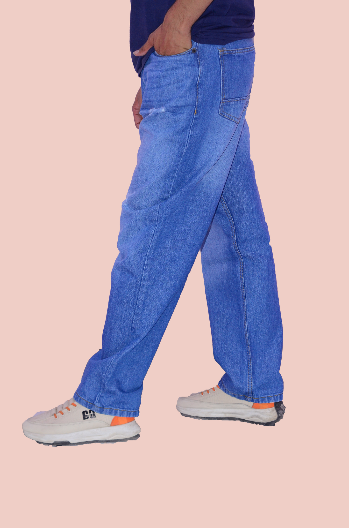 Loose Fit ZAGLA Rough Pattern Baggy Jeans – Classic Blue