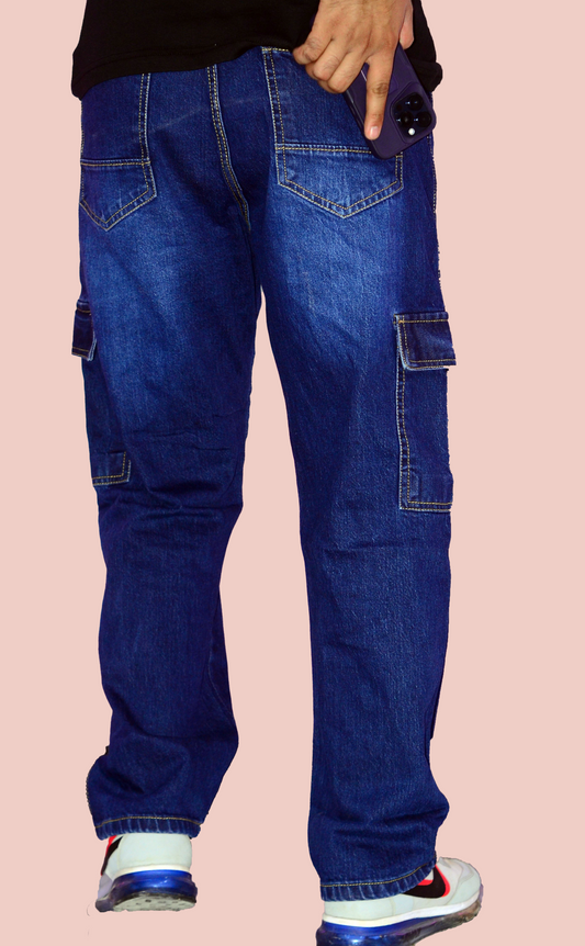 Loose Fit ZAGLA Men's Baggy Cargo Geans-6 Pocket