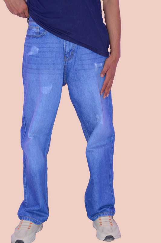 Loose Fit ZAGLA Rough Pattern Baggy Jeans – Classic Blue