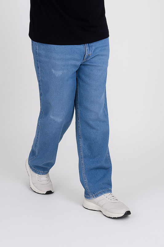 Loose Fit ZAGLA Rough Pattern Baggy Jeans – Classic Blue
